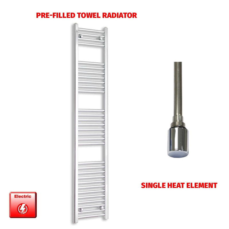 Single Heat / No Timer 1800 x 350 Pre-Filled Electric Chrome Heated Towel Rail