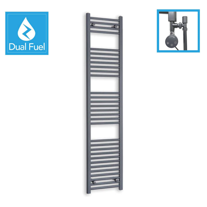 1800 x 400 Anthracite Dual Fuel Flat Heated Towel Rail Radiator
