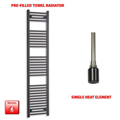 Single Heat / No Timer 1800 x 400 Flat Black Pre-Filled Electric Heated Towel Rail HTR