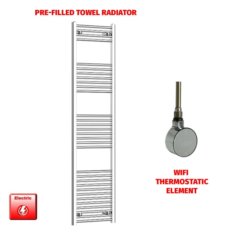 ER-Wifi Thermostatic / No Timer 1800 x 450 Pre-Filled Electric Heated Towel Radiator Straight Chrome