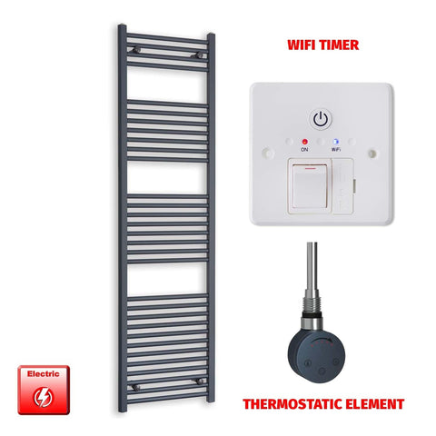 ER-Touch Thermostatic / Wifi Timer 1800 x 500 Flat Anthracite Pre-Filled Electric Heated Towel Radiator