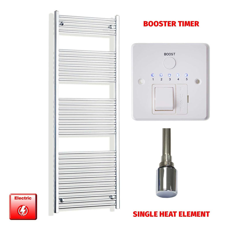 Single Heat / Booster Timer 1800 x 550 Electric Heated Towel Radiator Straight Chrome