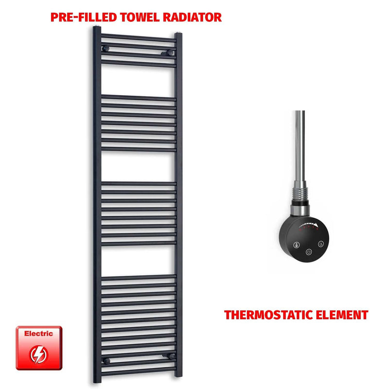 ER-Touch Thermostatic / No Timer 1800 x 550 Flat Black Pre-Filled Electric Heated Towel Radiator HTR