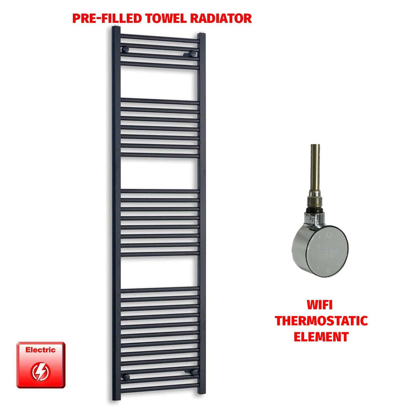 ER-Wifi Thermostatic / No Timer 1800 x 550 Flat Black Pre-Filled Electric Heated Towel Radiator HTR