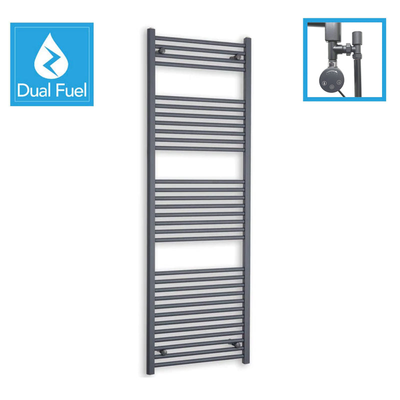 1800 x 600 Anthracite Dual Fuel Flat Heated Towel Rail Radiator