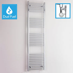 1800 x 600 Chrome Dual Fuel Flat Heated Towel Rail Radiator