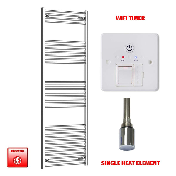 Flat / Single Heat / Wifi Timer 1800 x 600 Chrome Electric Heated Towel Radiator Pre-Filled