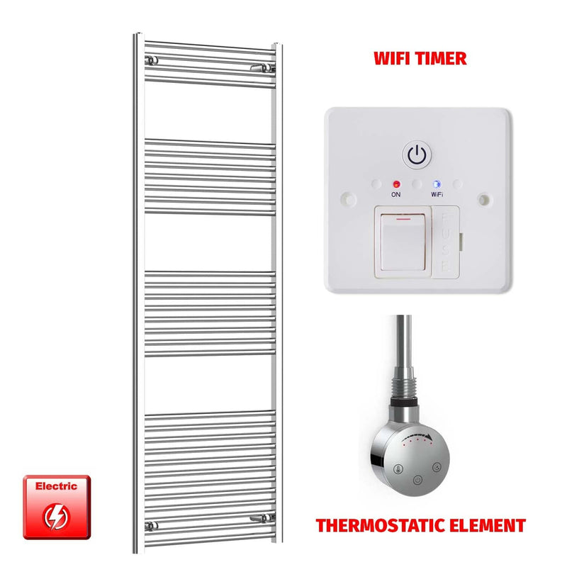 Flat / ER-Touch Thermostatic / Wifi Timer 1800 x 600 Chrome Electric Heated Towel Radiator Pre-Filled