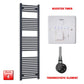 ER-Touch Thermostatic / Booster Timer 1800 x 600 Flat Black Pre-Filled Electric Heated Towel Radiator HTR