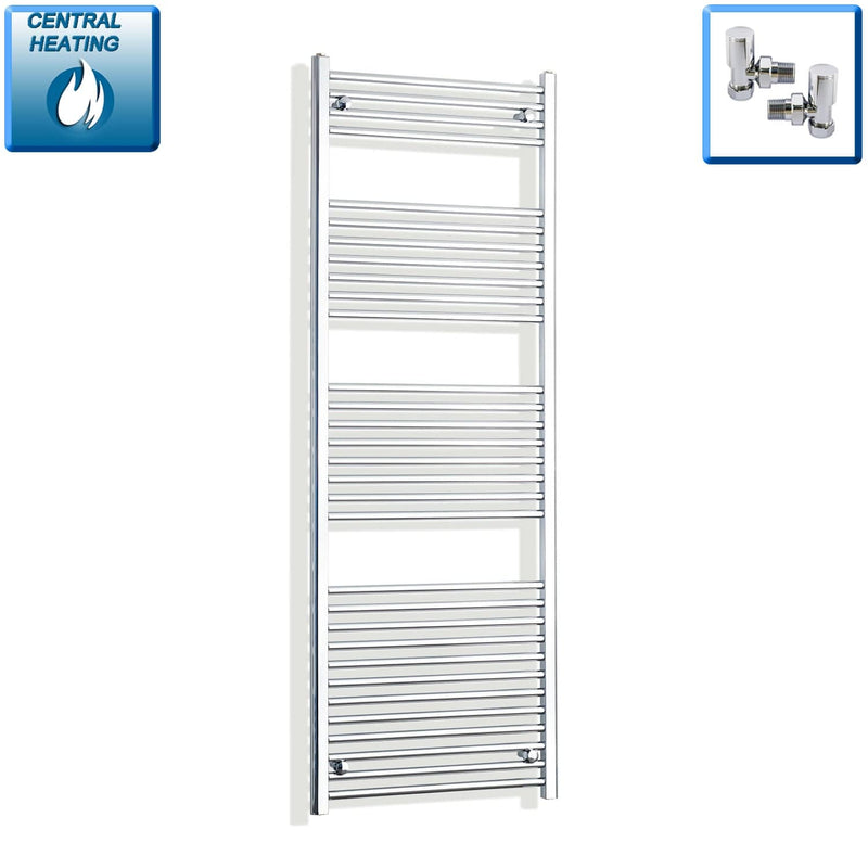 Straight / With Angled Valves 1800 x 600 Heated Flat or Curved Towel Radiator Chrome