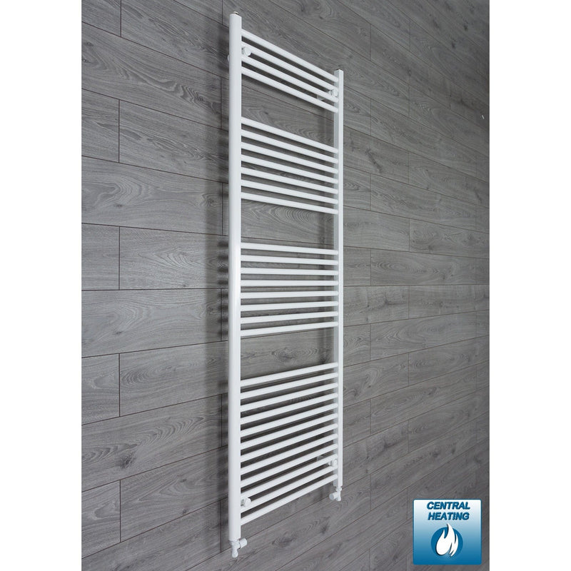 With Straight Inline Valves 1800 x 650 Heated Towel Rail Radiator Flat White