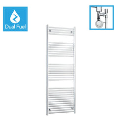 1800 x 750 Chrome Dual Fuel Flat Heated Towel Rail Radiator