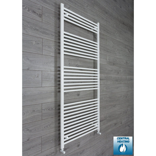 With Angled Valves 1800 x 750 Heated Towel Rail Radiator Flat White Central Heating