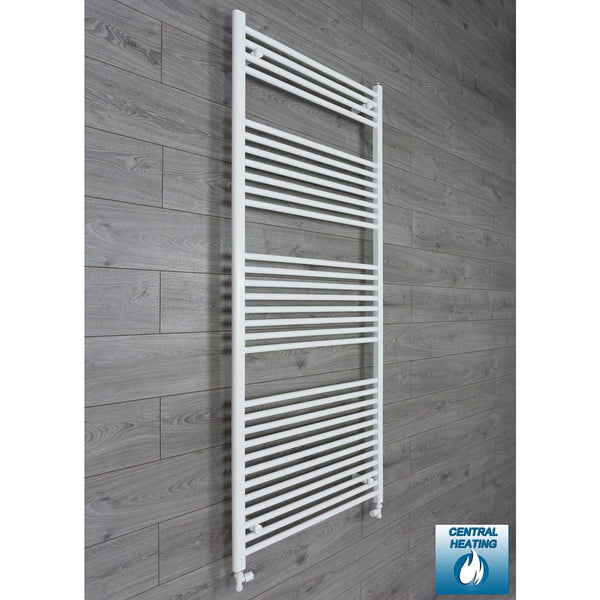 With Straight Inline Valves 1800 x 750 Heated Towel Rail Radiator Flat White Central Heating