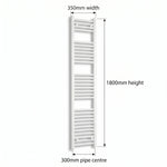1800x350mm Heated Towel Rail Radiator Flat White - Elegant Radiators