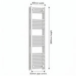 1800x400mm Towel Rail Radiator Flat White Central Heating - Elegant Radiators