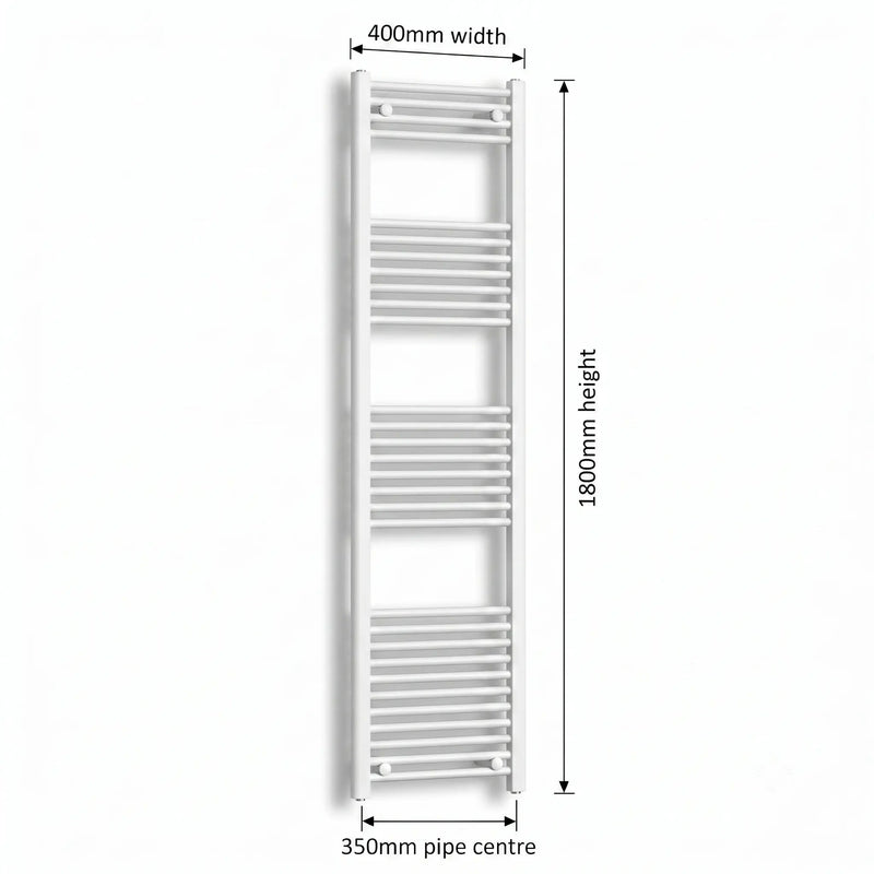 1800x400mm Towel Rail Radiator Flat White Central Heating - Elegant Radiators