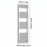 1800x500mm Heated Flat or Curved Towel Radiator Chrome - Elegant Radiators