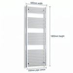 1800x600mm Heated Flat or Curved Towel Radiator Chrome - Elegant Radiators