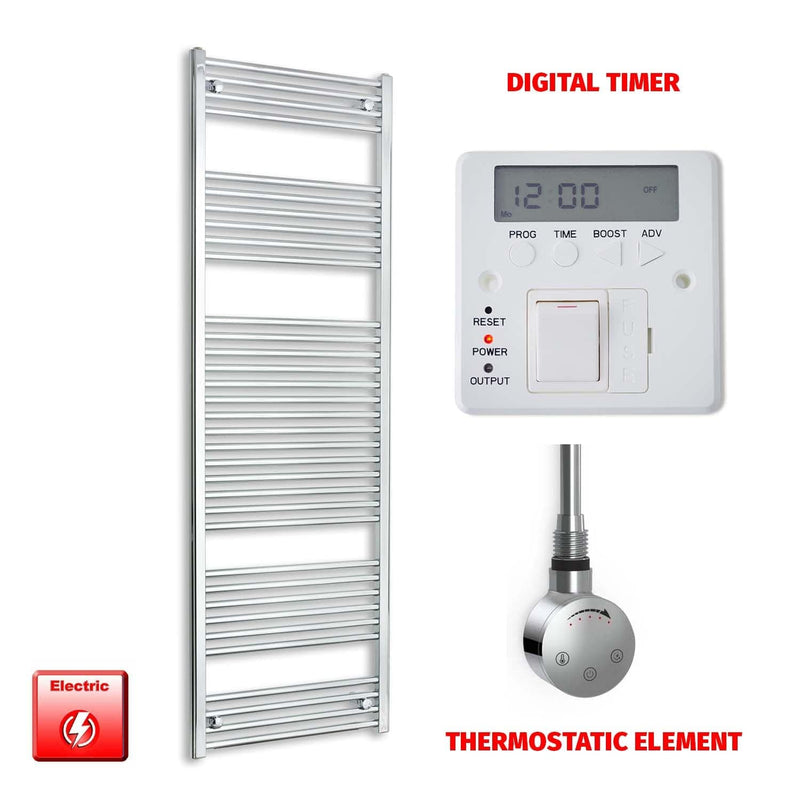 ER-Touch Thermostatic / Digital Timer 1856 x 400 Pre-Filled Electric Heated Chrome Towel Rail