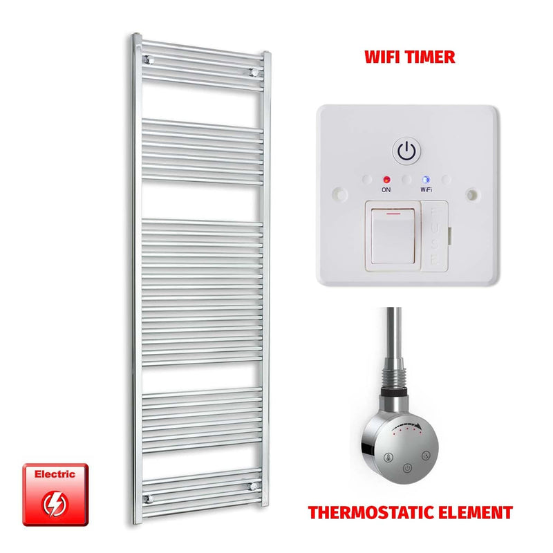 ER-Touch Thermostatic / Wifi Timer 1856 x 400 Pre-Filled Electric Heated Chrome Towel Rail