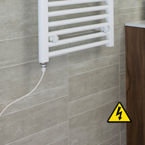 1100 x 500 White Pre-Filled Electric Heated Towel Radiator 7