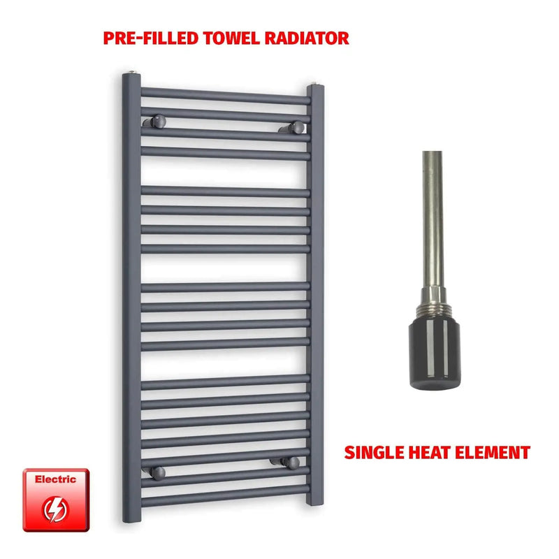 1000x500mm Flat Anthracite Pre Filled Electric Towel Rail