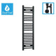 1200x300mm Dual Fuel Flat Black Heated Towel Rail Radiator