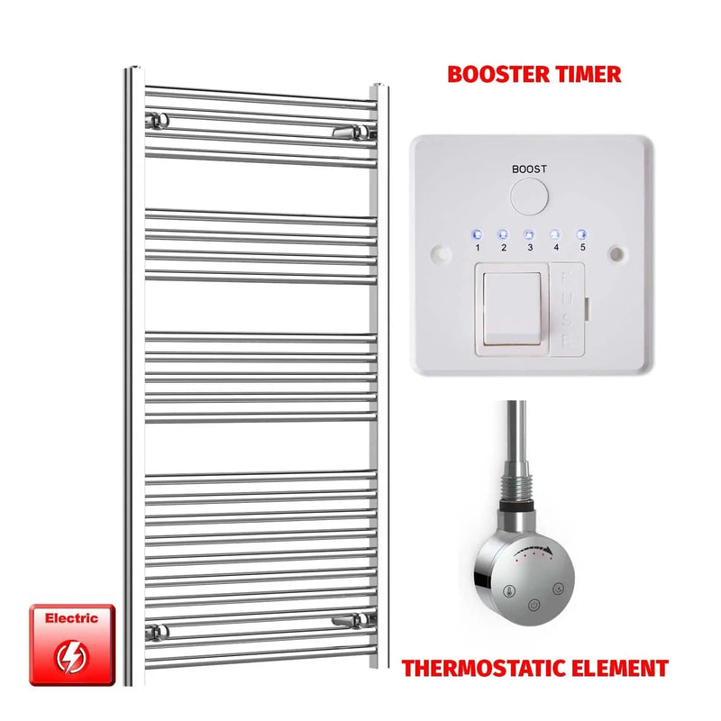 1200x750mm Pre-Filled Electric Heated Towel Rail Flat Or Curved Chrome