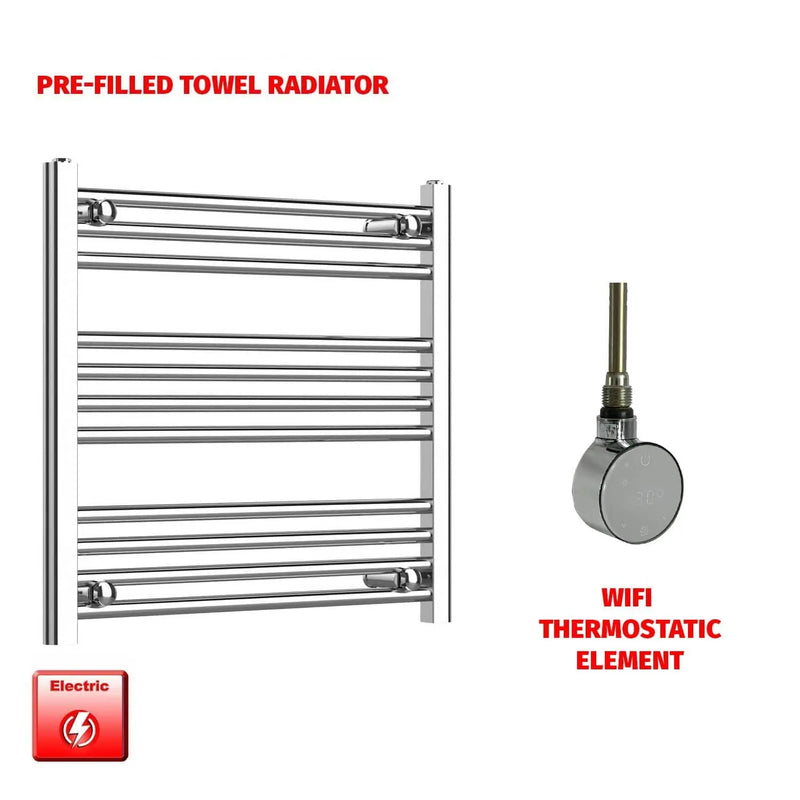600x600mm Electric Heated Towel Rail Chrome Pre-Filled Flat