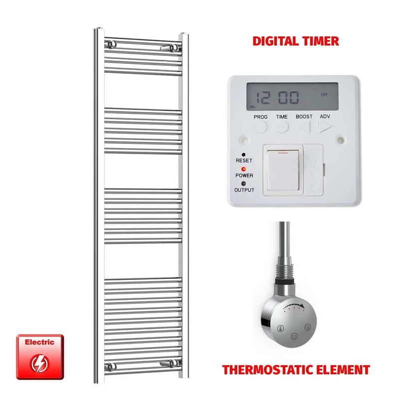 1400x450mm Electric Towel Rail Pre Filled Straight Chrome