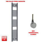 1800x300mm Flat Anthracite Pre Filled Electric Towel Rail