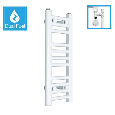 600 x 250 White Dual Fuel Flat Heated Towel Rail Radiator