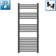 1200x500mm Flat Black Heated Towel Rail Radiator Central Heating