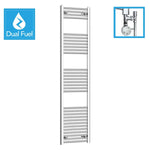 1800x400mm Chrome Dual Fuel Flat Heated Towel Rail Radiator