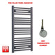 1000x500mm Flat Black Pre Filled Electric Towel Rail