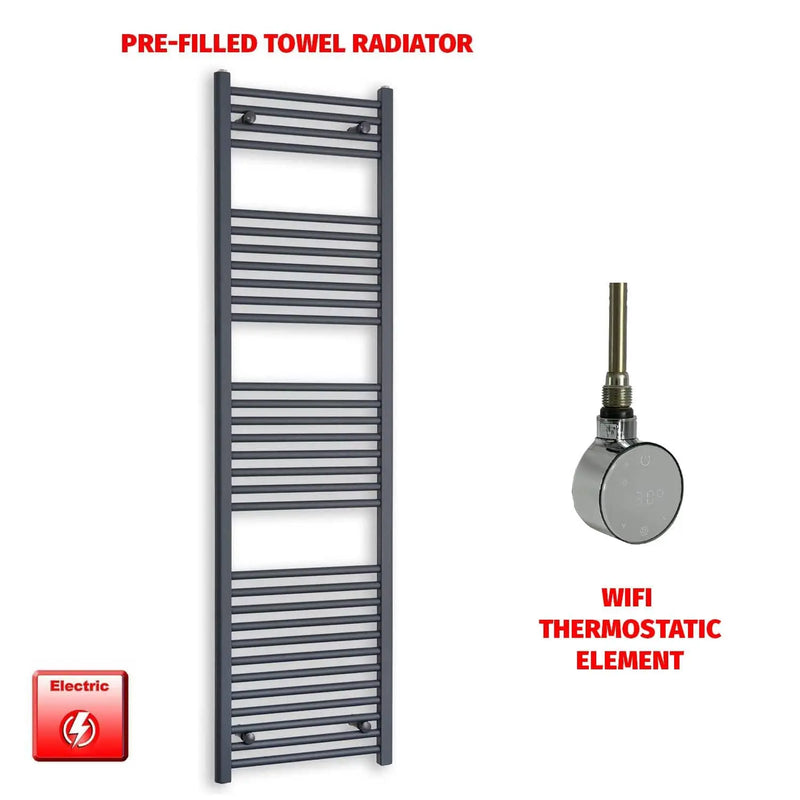 1800x500mm Flat Anthracite Pre Filled Electric Towel Rail
