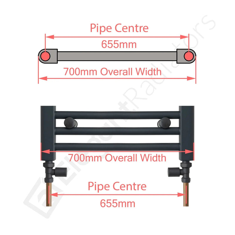800mm High x 700mm Wide Heated Curved Towel Radiator Chrome