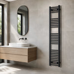 300x1600mm Black Towel Rail in Minimalistic Bathroom 