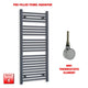 1200x500mm Flat Anthracite Pre Filled Electric Towel Rail