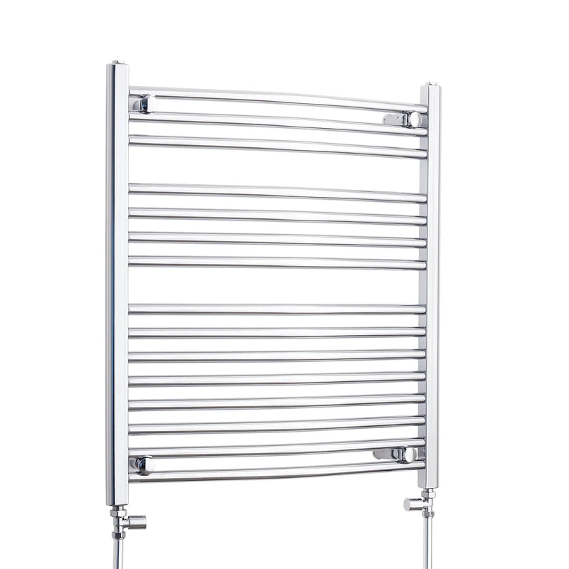 800 mm High x 750 mm Wide Heated Curved Towel Rail Chrome