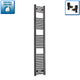 1800 mm High x 300 mm Wide Heated Towel Radiator Flat Black