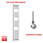 1400x250mm Pre-Filled Electric Chrome Heated Towel Rail