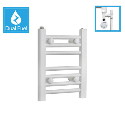 400 x 350 White Dual Fuel Flat Heated Towel Rail Radiator