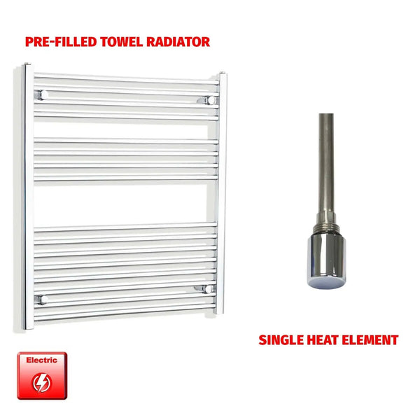 900x800mm Pre Filled Electric Towel Rail Straight Chrome