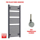 1200x500mm Flat Black Pre Filled Electric Towel Rail