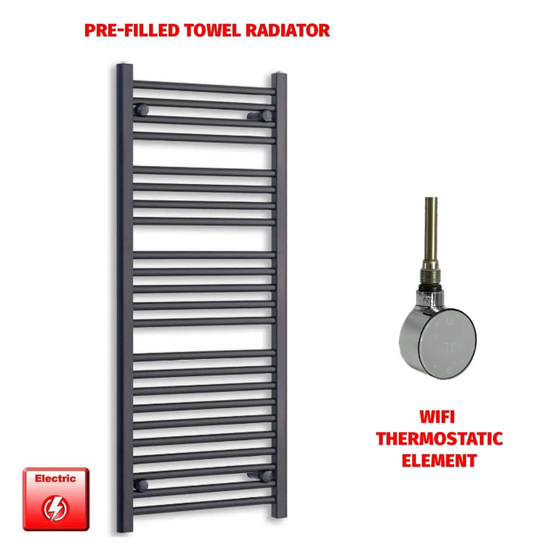 1200x500mm Flat Black Pre Filled Electric Towel Rail