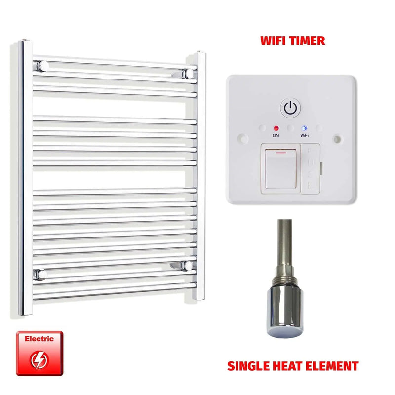 800x550mm Pre Filled Electric Towel Rail Straight Chrome