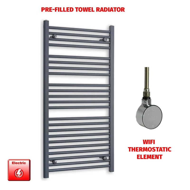 1200x600mm Flat Anthracite Pre Filled Electric Towel Rail Radiator