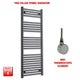 1400x600mm Flat Black Pre-Filled Electric Heated Towel Rail Radiator